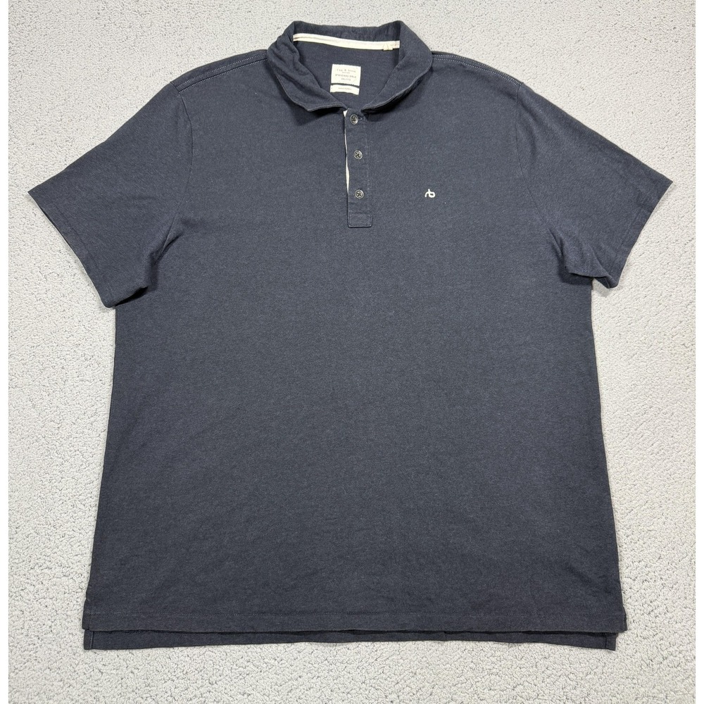 Rag & Bone Polo Shirt Mens 2XL Blue Standard Issue Cotton Jersey Casual